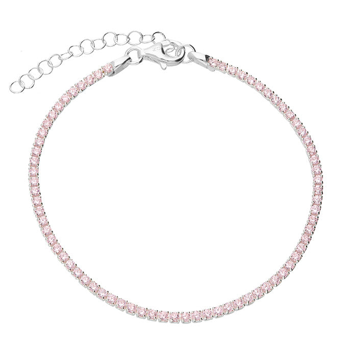 Silver Pink CZ Line Bracelet 20.5cm - John Ross Jewellers