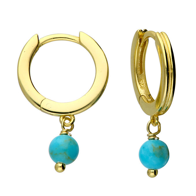 Sunshine Turquoise Charm Groovy Huggie Hoop Earrings - John Ross Jewellers