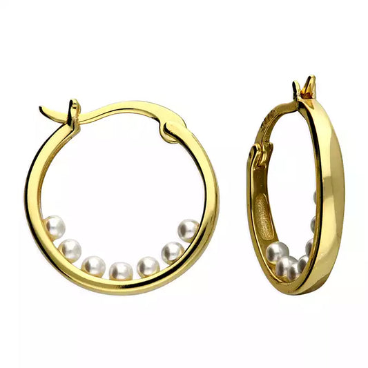 Sunshine Faux Pearl Boat Hoop Earrings - John Ross Jewellers