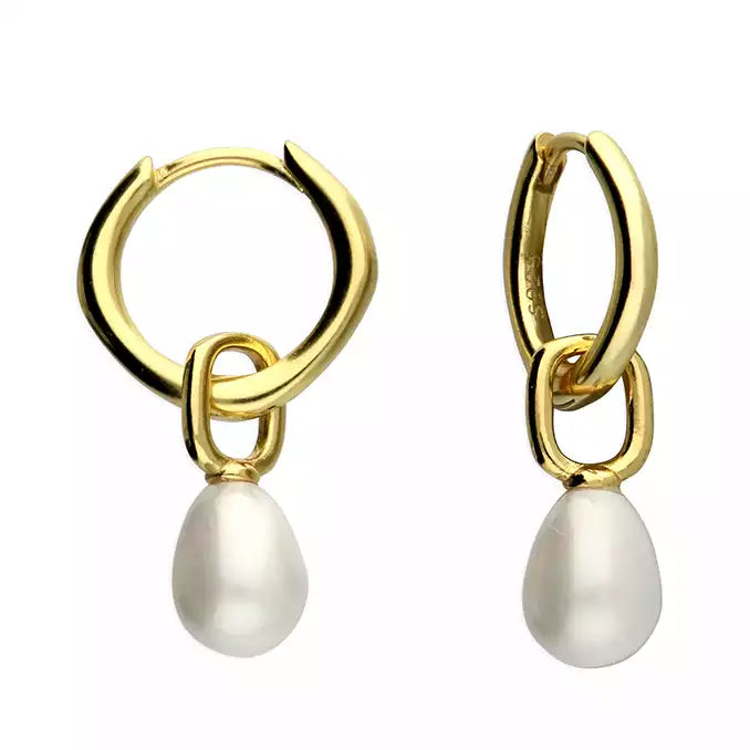 Sunshine Faux Pearl Huggie Hoop Earrings - John Ross Jewellers