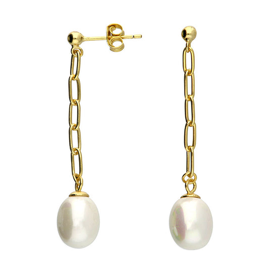 SUNSHINE Freshwater Pearl Chain Drop Earrings - John Ross Jewellers