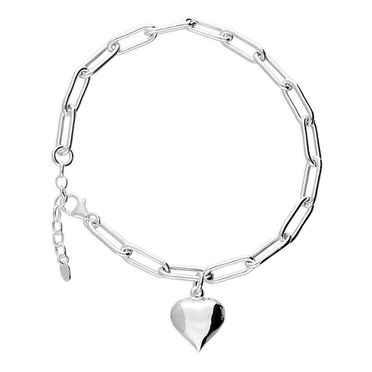 Silver Anklet - Chunky Paperlink with Heart - John Ross Jewellers