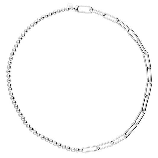 Silver Paperlink & Bead Chain | 43cm - John Ross Jewellers