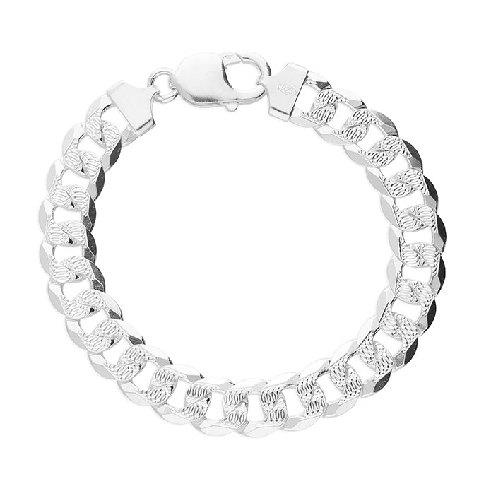 Silver Gents Diamond Cut Curb Bracelet | 21.5cm - John Ross Jewellers