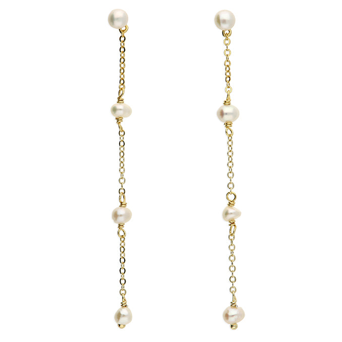 Sunshine Pearl Chain Drop Earrings - John Ross Jewellers
