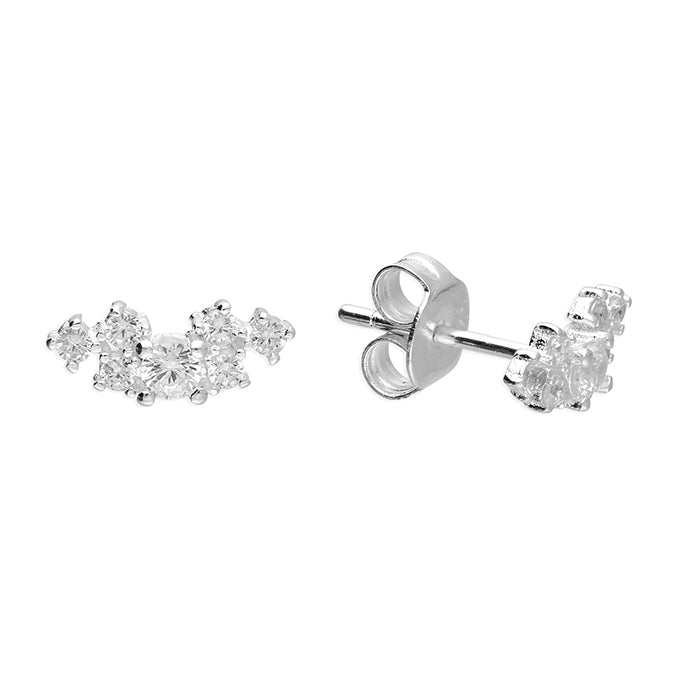 Silver CZ Mini Climber Stud Earrings - John Ross Jewellers