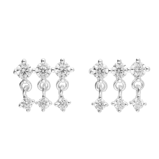 Silver CZ Tassel Stud Earrings - John Ross Jewellers