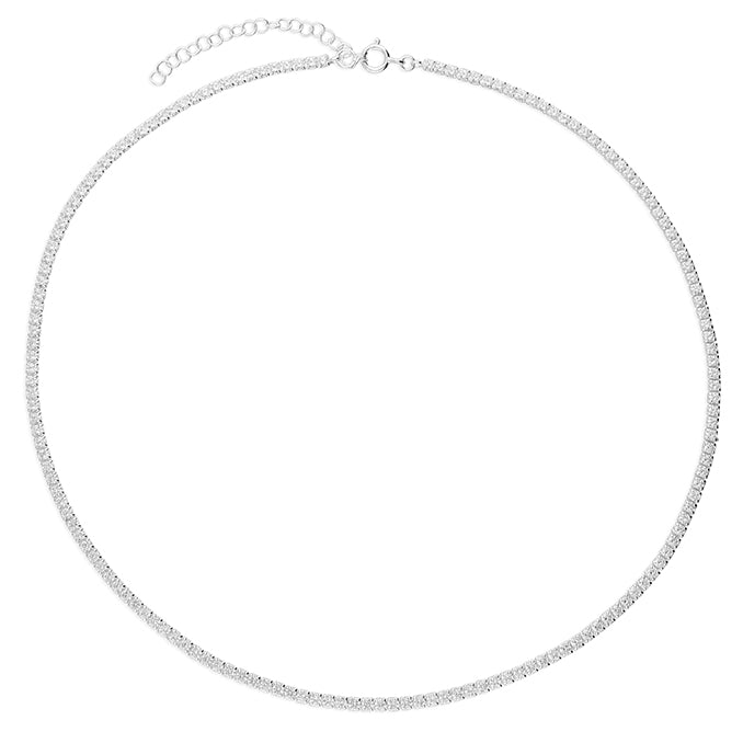 Silver CZ Line Necklace - John Ross Jewellers