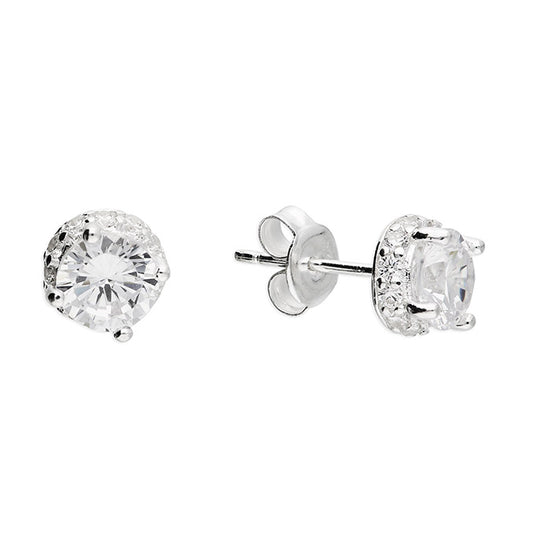 Silver Galleried Round CZ Stud Earrings | 6mm - John Ross Jewellers