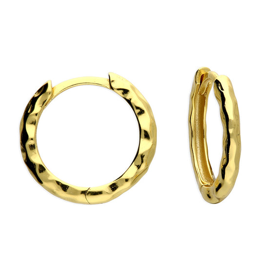 Sunshine Hammered Huggie Hoop Earrings | 12mm - John Ross Jewellers