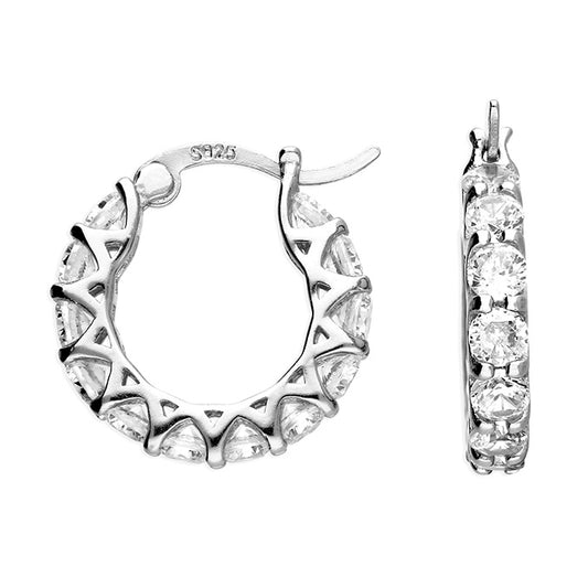 Silver CZ Classic Hoop Earrings | 13mm - John Ross Jewellers