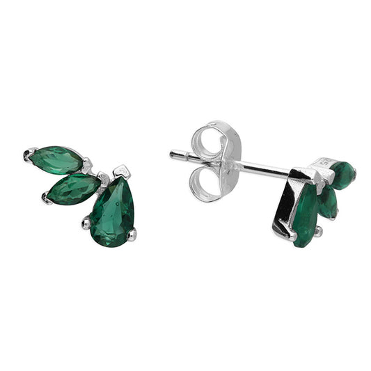 Silver Green CZ Winged Climber Stud Earrings - John Ross Jewellers