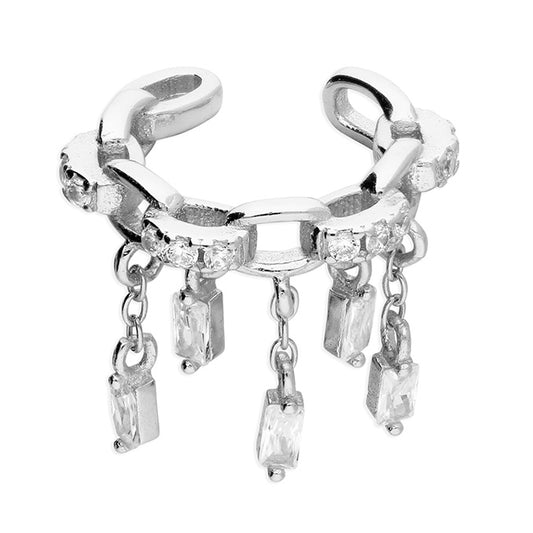 Ear Candy Silver Cascade Cuff | Baguette CZ Charms - John Ross Jewellers