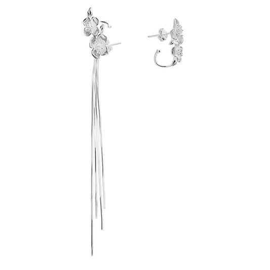Silver Floral Climber Asymmetrical Earrings - John Ross Jewellers