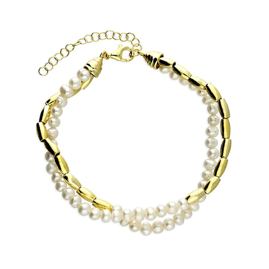 Sunshine Freshwater Pearl & Seed Chain Bracelet | 17-20cm - John Ross Jewellers