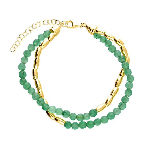 Sunshine Green Stone & Seed Chain Bracelet | 17-20cm - John Ross Jewellers