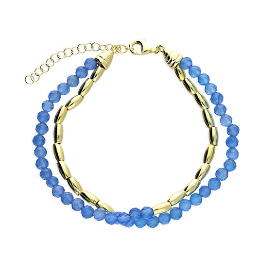 Sunshine Blue Agate & Seed Chain Bracelet | 17-20cm - John Ross Jewellers