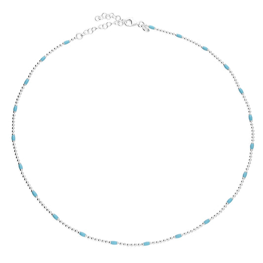 Silver Turquoise Enamel Choker Necklace - John Ross Jewellers