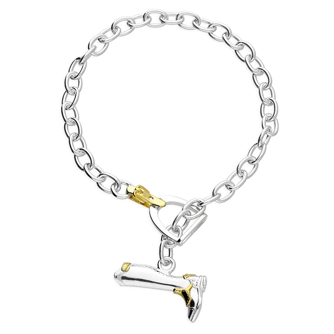 Sunshine Two Tone Riding Boot & Stirrup T-Bar Bracelet - John Ross Jewellers
