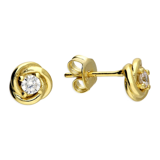 Sunshine CZ Knot Stud Earrings