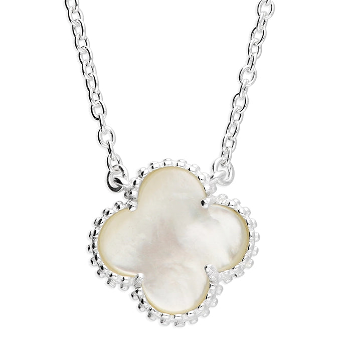 Silver Mother of Pearl Quatrefoil Necklace - John Ross Jewellers