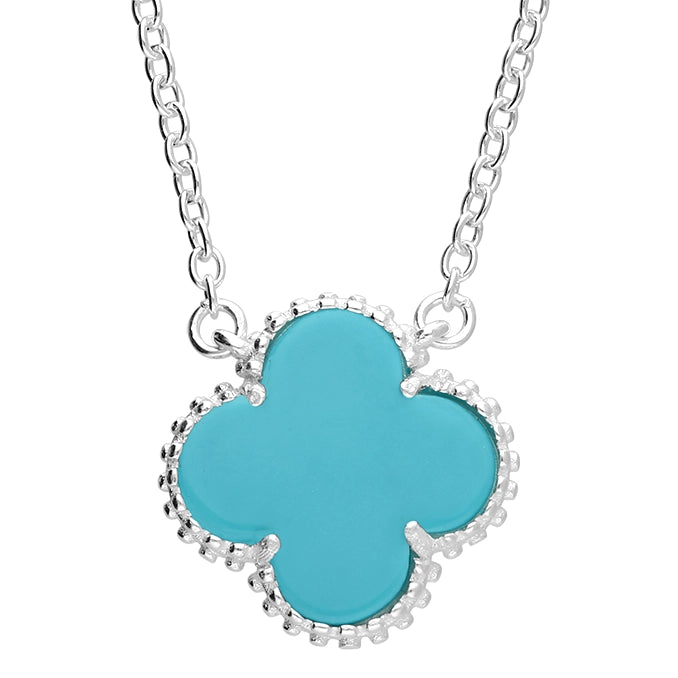 Silver Turquoise Quatrefoil Necklace - John Ross Jewellers