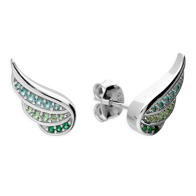 Silver Seafoam Wing CZ Stud Earrings - John Ross Jewellers