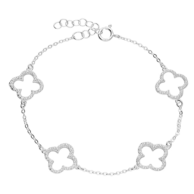 Silver CZ Quatrefoil Bracelet - John Ross Jewellers