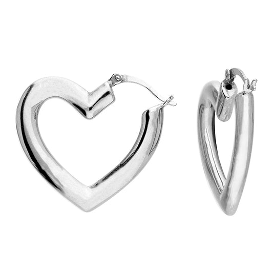 Silver Heart Hoop Earrings - John Ross Jewellers