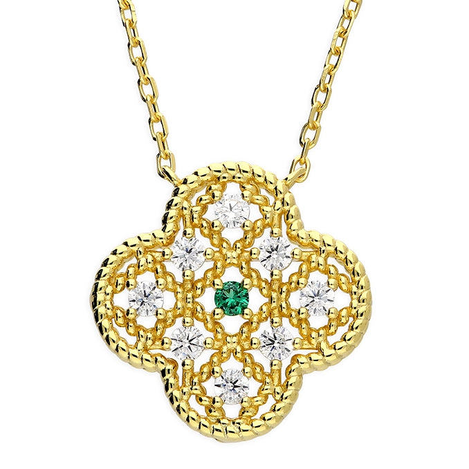 Sunshine Sparkling CZ Quatrefoil Necklace - John Ross Jewellers