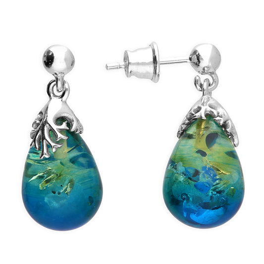 Silver Baltic Amber Drop Earrings