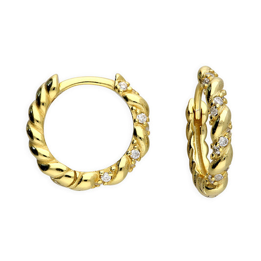 SUNSHINE Twist CZ Huggie Hoop Earrings - John Ross Jewellers