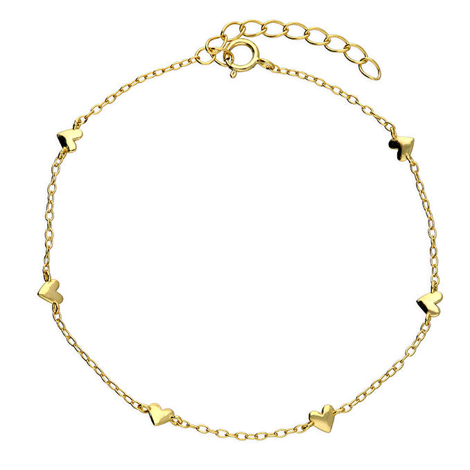 CME Sunshine Six Hearts bracelet featuring six heart charms on a delicate chain, stylish jewelry accessory.
