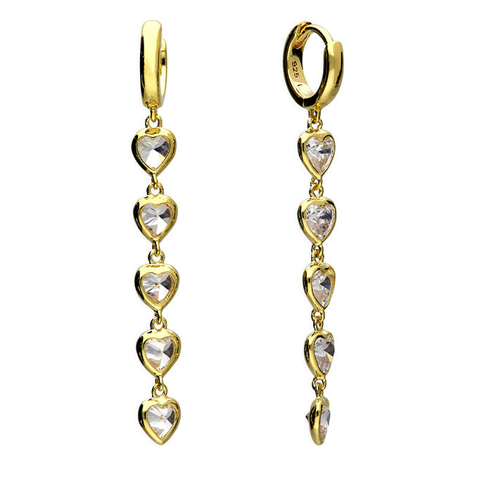 Sunshine Huggie Hoop Earrings | CZ Heart Charm - John Ross Jewellers