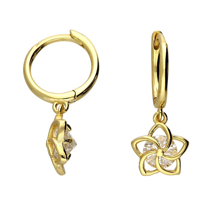 SUNSHINE CZ Flower Hoop Earrings - John Ross Jewellers