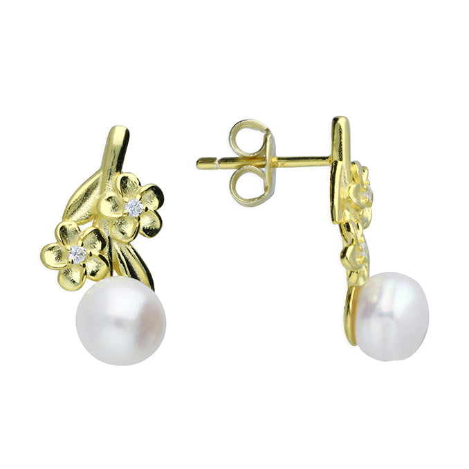 Sunshine Freshwater Pearl Flower Stud Earrings