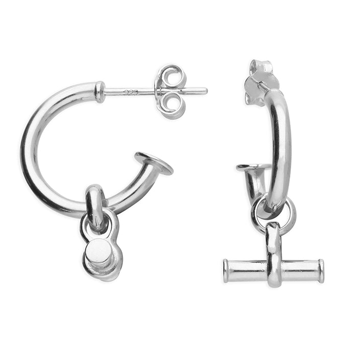 Silver T-Bar Hoop Earrings
