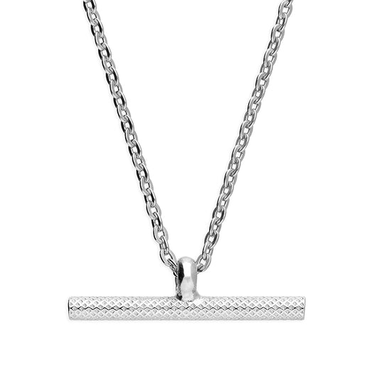 Silver Textured T-Bar Necklace
