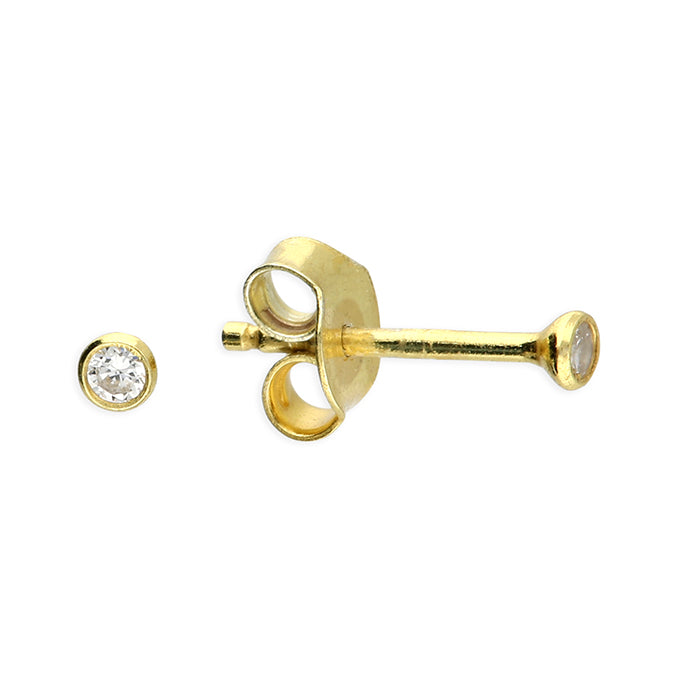 Sunshine CZ Bezel Stud Earrings | 2mm