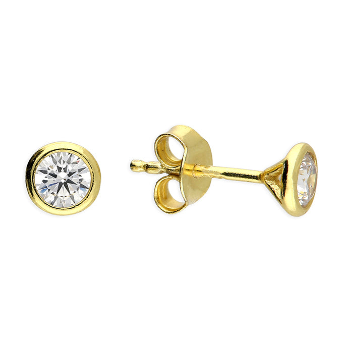 Sunshine CZ Bezel Stud Earrings | 4mm