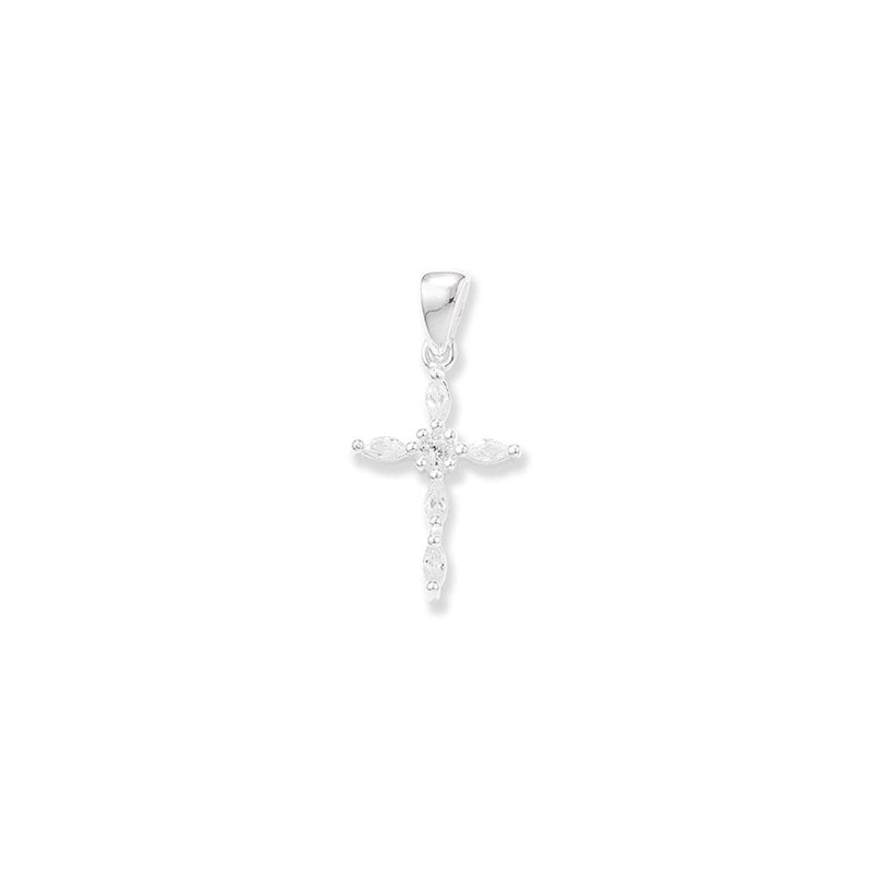 Silver CZ Cross Necklace - John Ross Jewellers