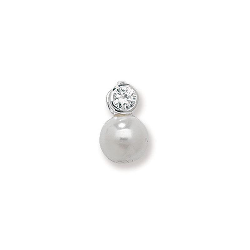 Silver CZ & Pearl Pendant Necklace - John Ross Jewellers