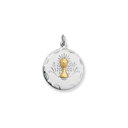 Silver Round Communion Medal On Chain - John Ross Jewellers