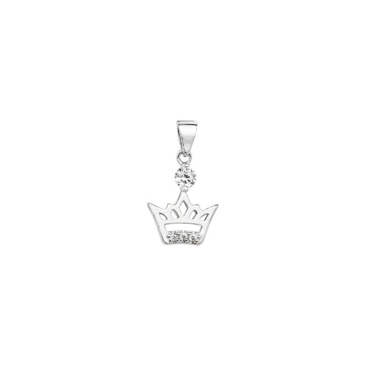 Silver CZ Crown Necklace - John Ross Jewellers