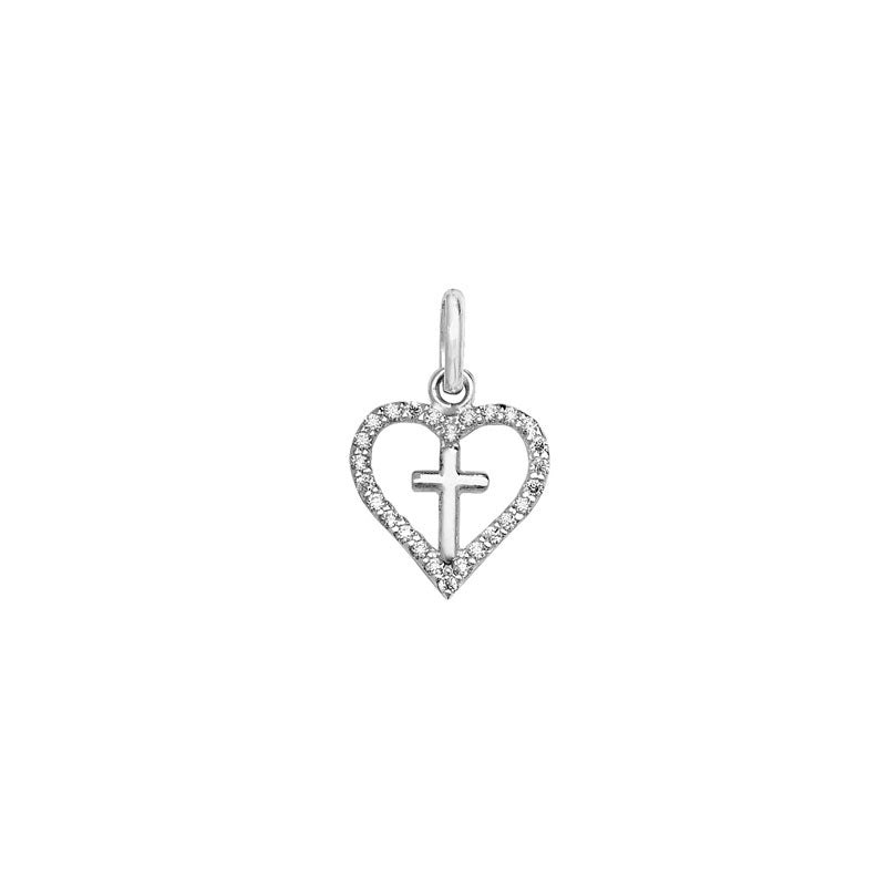 Silver CZ Heart & Cross Necklace - John Ross Jewellers