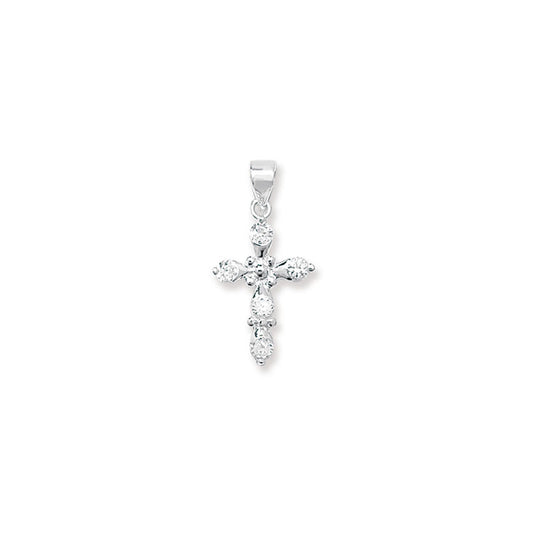 Silver CZ Cross Necklace - John Ross Jewellers