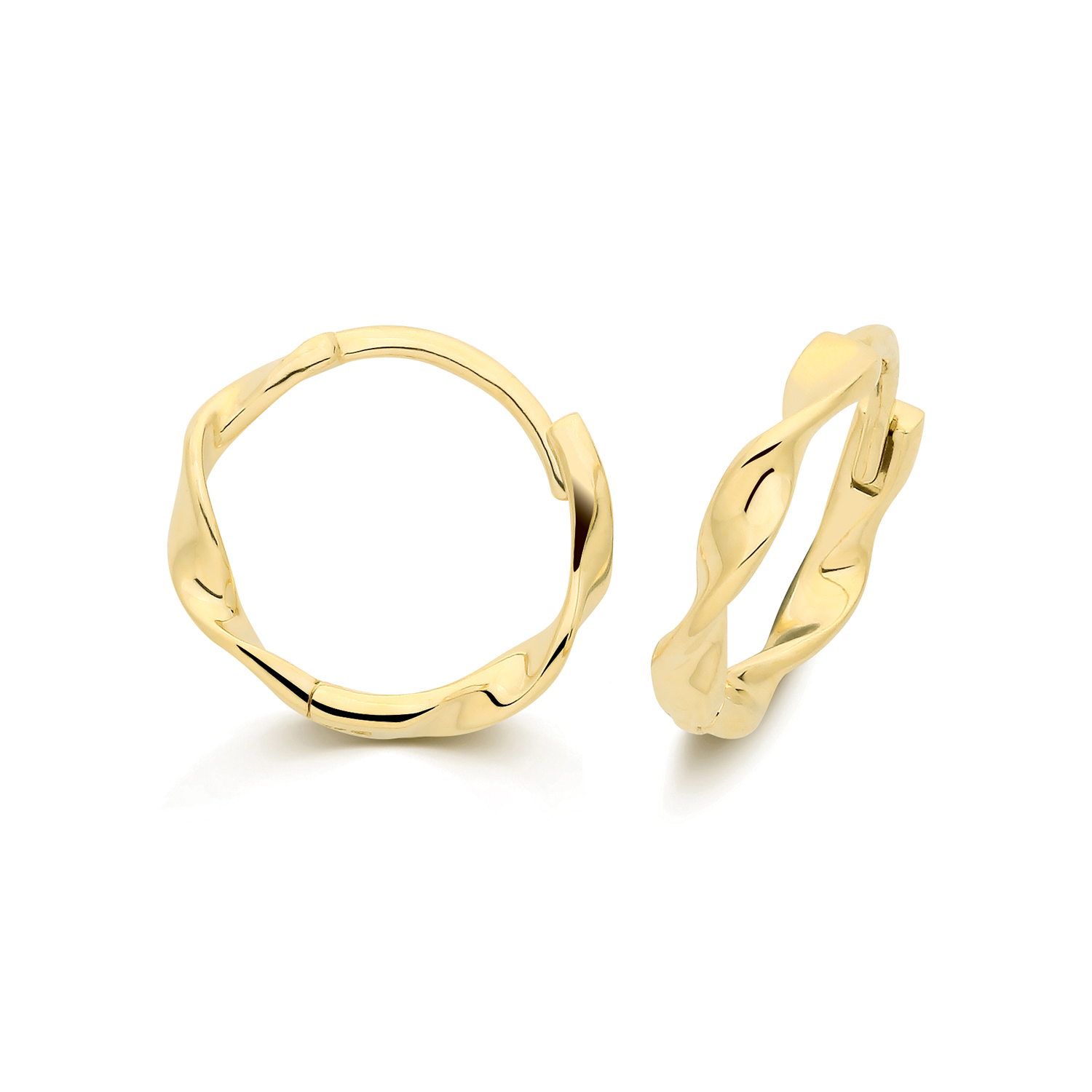 9ct Gold Ribbon Twist Huggie Hoop Earrings | 13mm - John Ross Jewellers