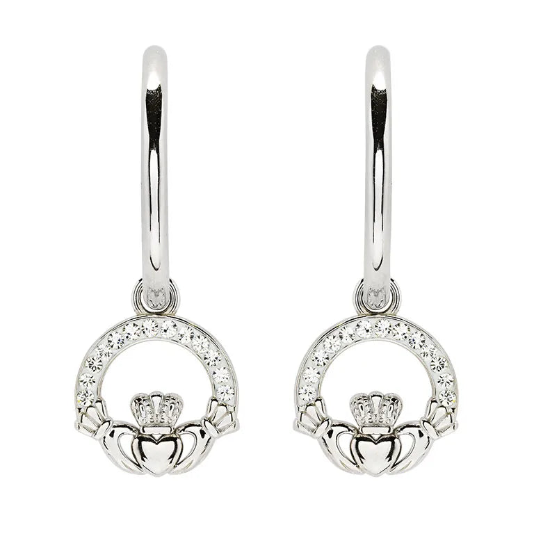 Silver Claddagh Hoop Earrings - John Ross Jewellers