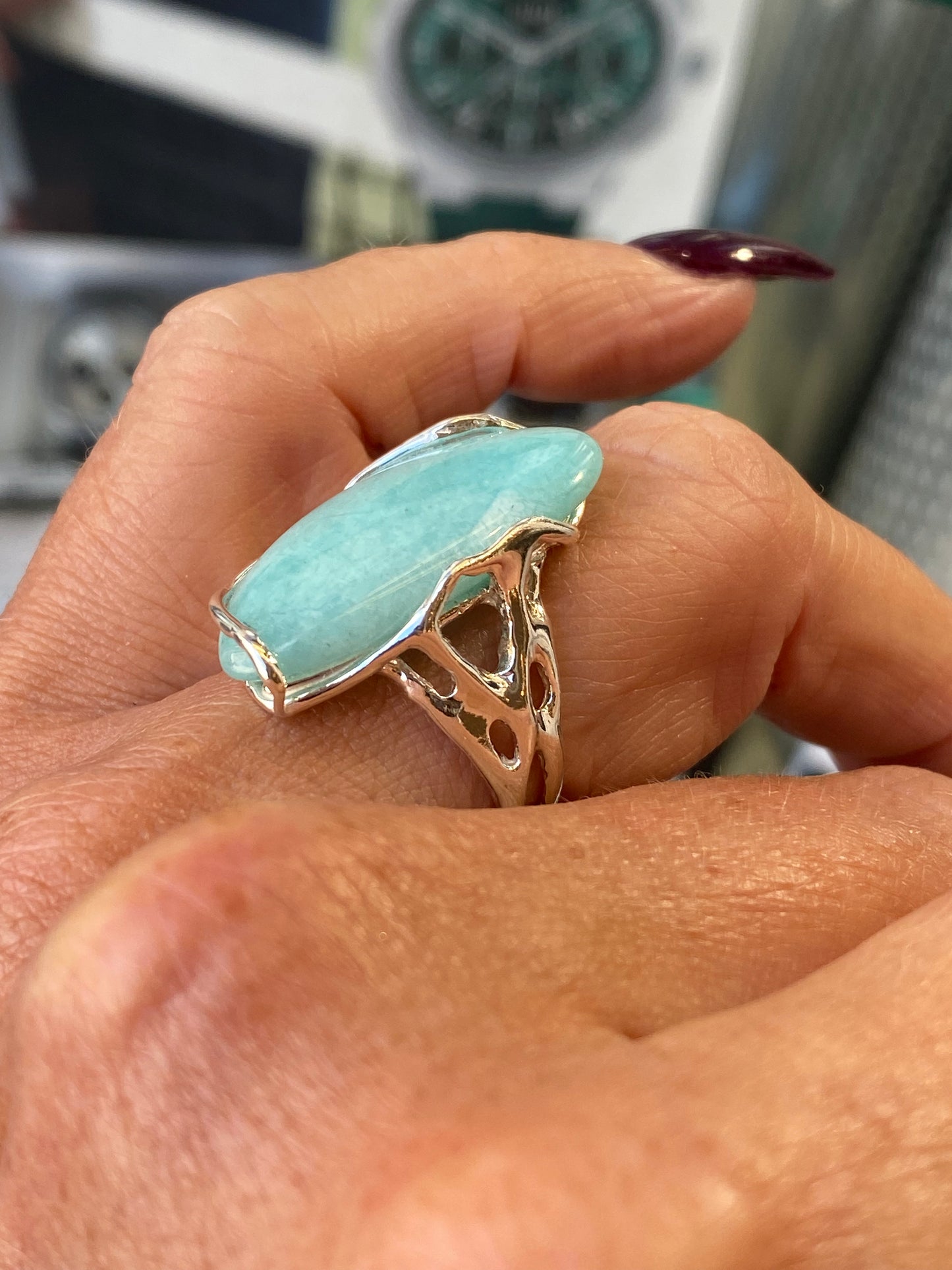 Amazonite Ring | Elongated - John Ross Jewellers