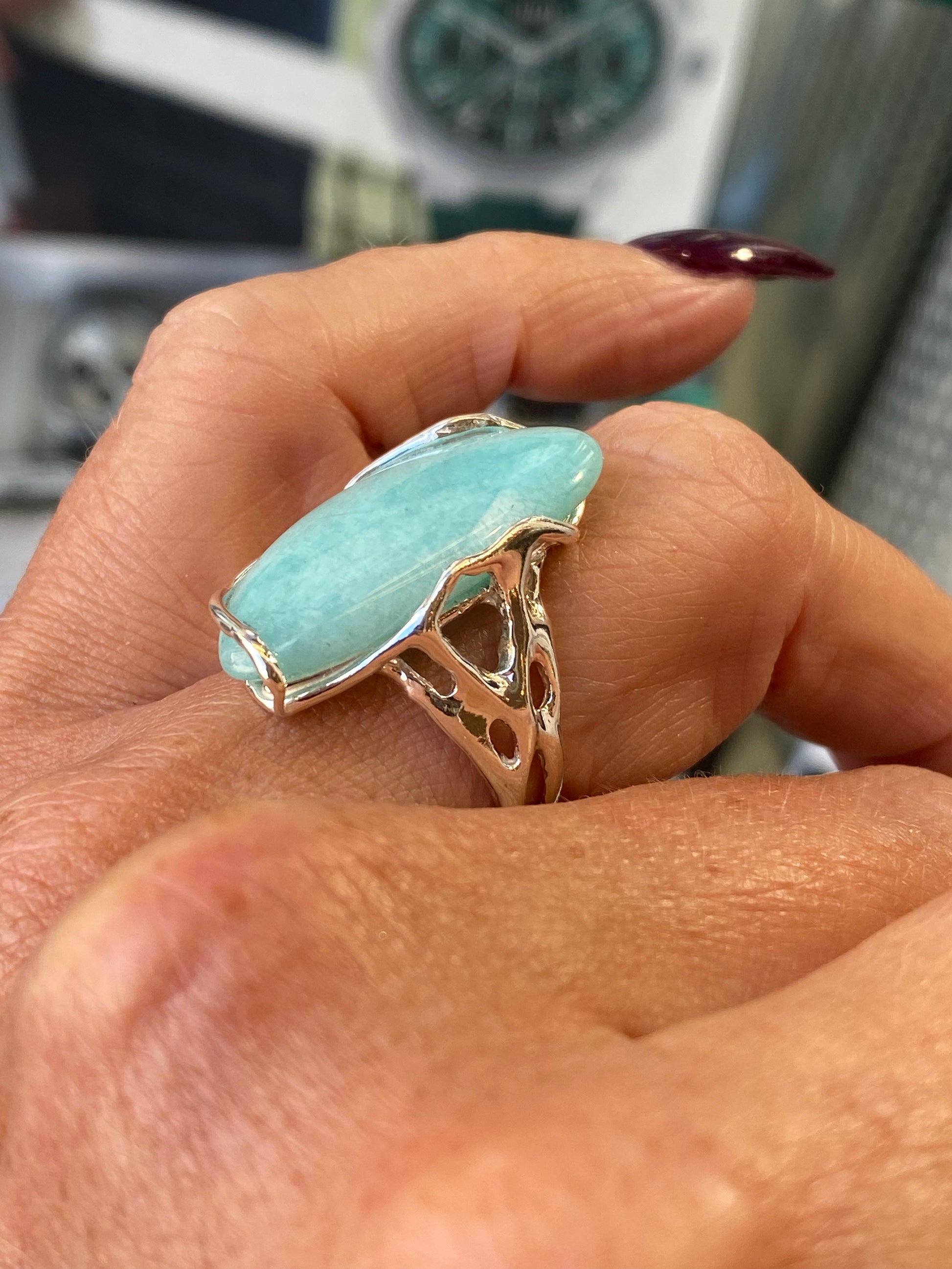 Amazonite Ring | Elongated - John Ross Jewellers